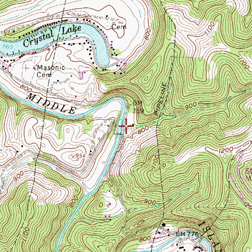 Topographic Map of Cedar Run School (historical), WV
