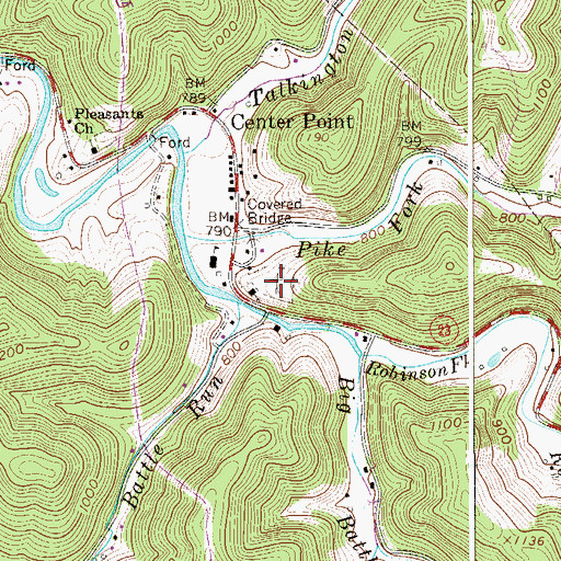 Topographic Map of Center Point Cemetery, WV