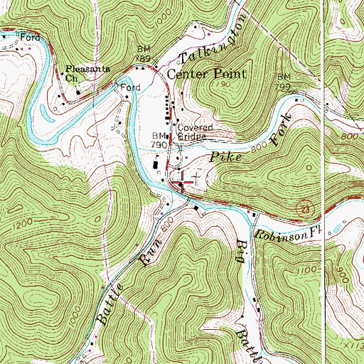 Topographic Map of Center Point Christian Church, WV
