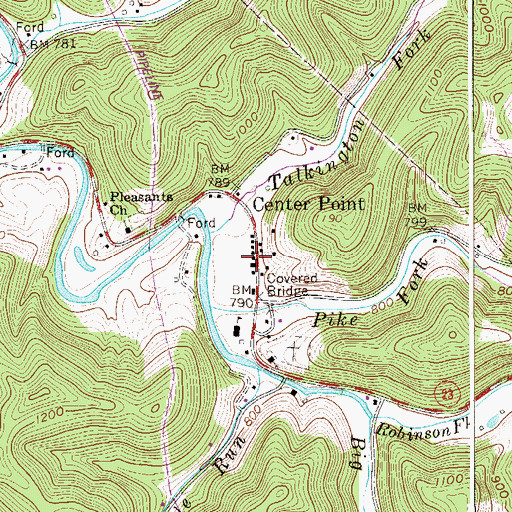 Topographic Map of Center Point Post Office, WV