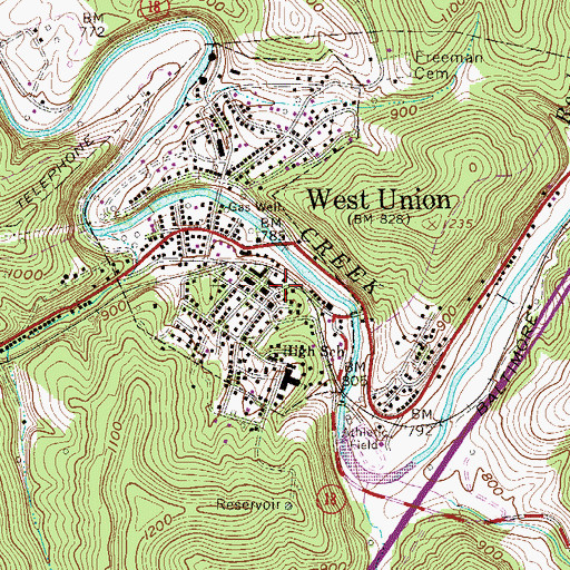 Topographic Map of Doddridge County Courthouse, WV