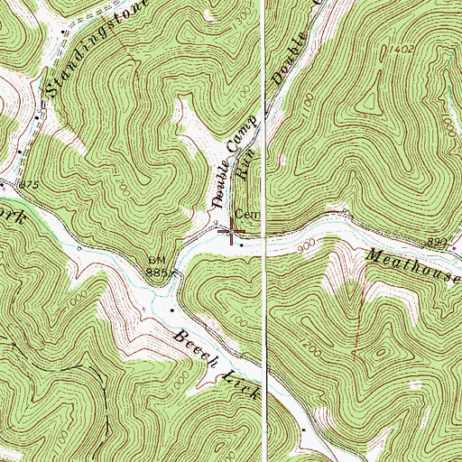Topographic Map of Double Camp Run School (historical), WV