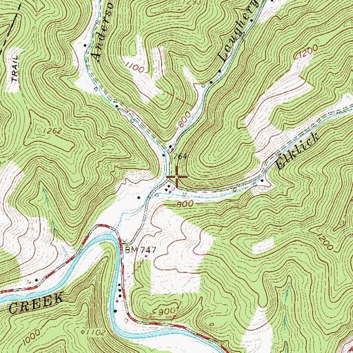 Topographic Map of Elklick School (historical), WV
