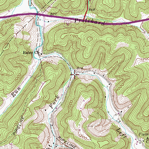 Topographic Map of Forks of Arnold Creek School (historical), WV