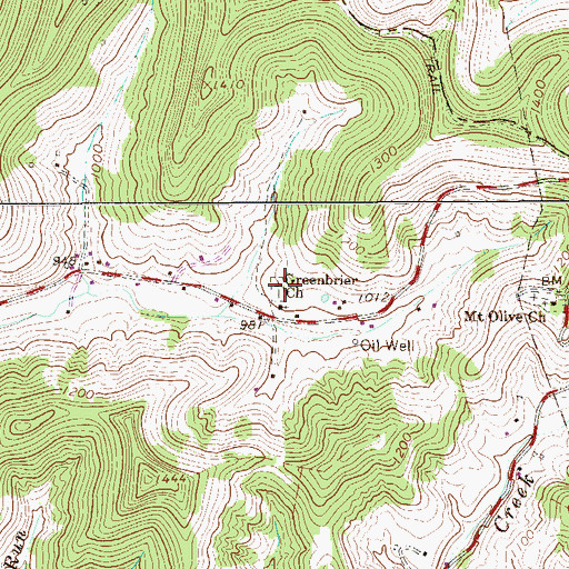 Topographic Map of Greenbrier Cemetery, WV