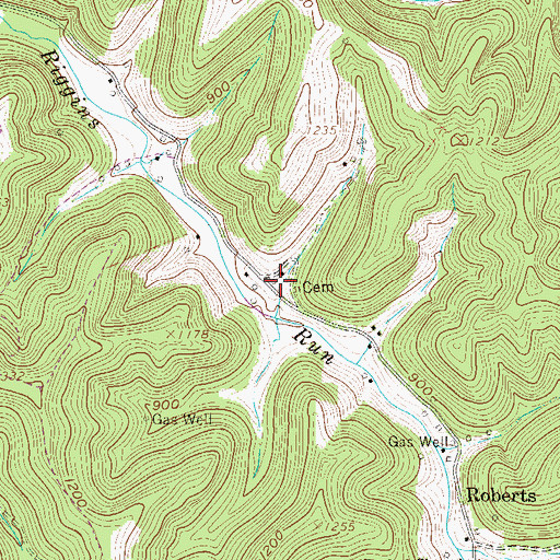 Topographic Map of Lower Riggins Run School (historical), WV