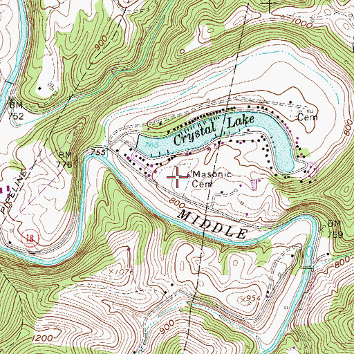 Topographic Map of Masonic Cemetery, WV