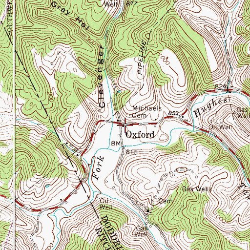 Topographic Map of Oxford United Methodist Church, WV