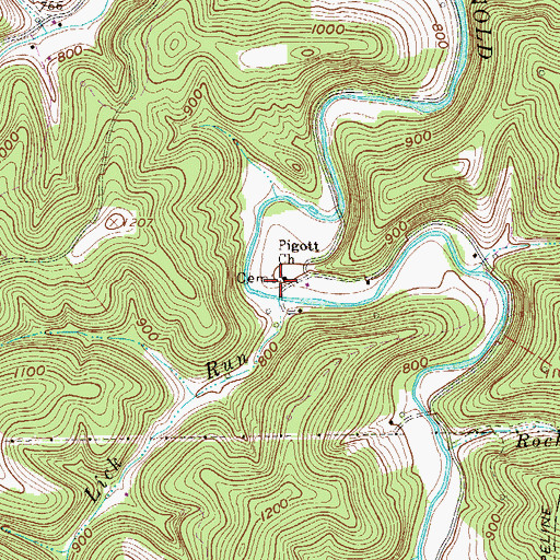 Topographic Map of Piggott Cemetery, WV