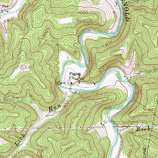 Topographic Map of Piggott School (historical), WV