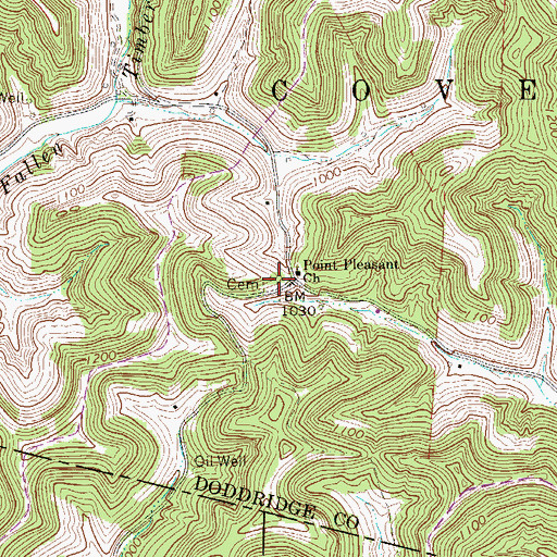 Topographic Map of Point Pleasant Cemetery, WV