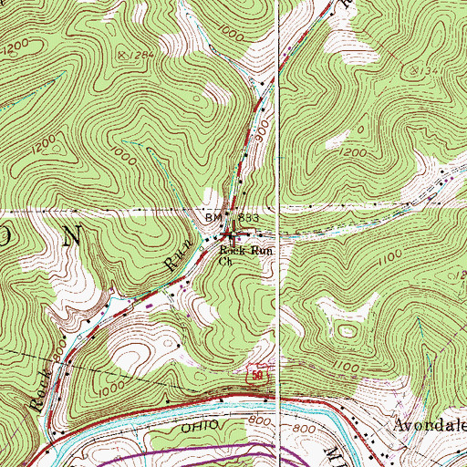 Topographic Map of Rock Run School (historical), WV