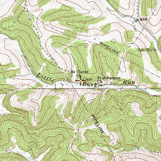 Topographic Map of Saint Clara Cemetery, WV