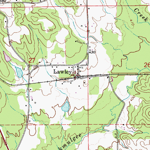 Topographic Map of Lawley Post Office, AL