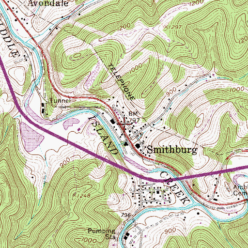 Topographic Map of Smithburg Post Office, WV