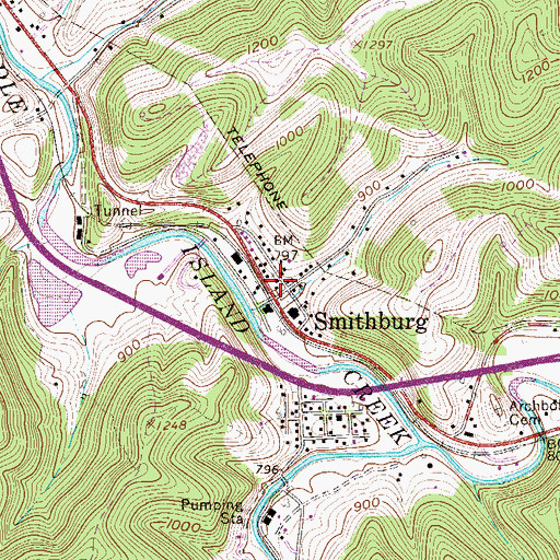 Topographic Map of Smithburg United Methodist Church, WV