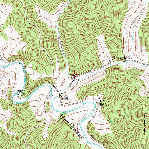 Topographic Map of Snake Run School (historical), WV