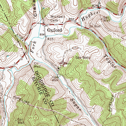 Topographic Map of South Fork Cemetery, WV