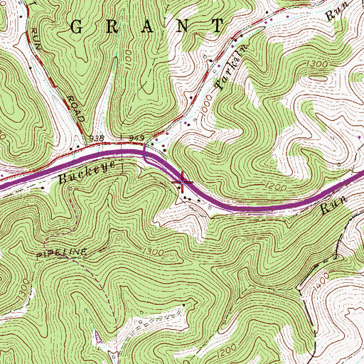 Topographic Map of Upper Buckeye School (historical), WV