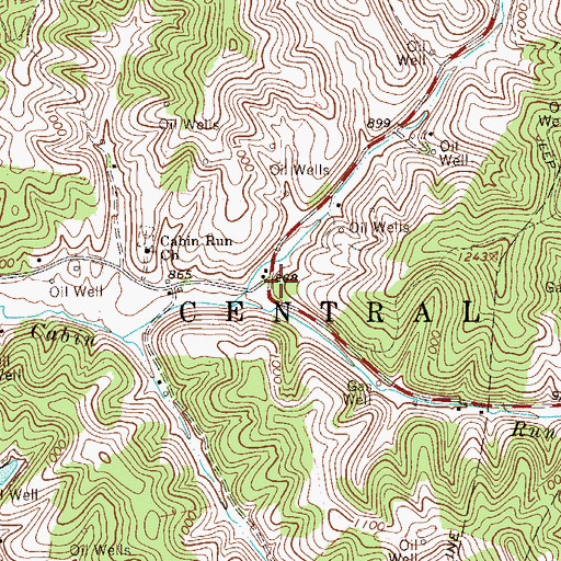 Topographic Map of Upper Cabin Run School (historical), WV