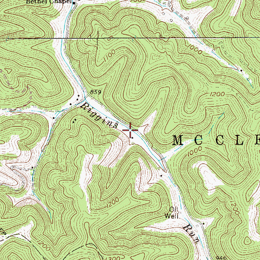 Topographic Map of Upper Riggins Run School (historical), WV