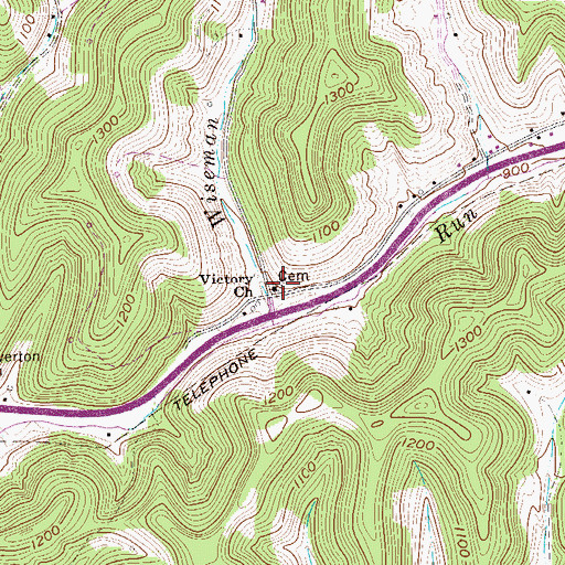 Topographic Map of Victory Cemetery, WV