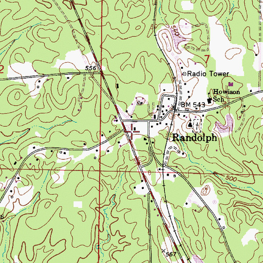 Topographic Map of Randolph Post Office, AL