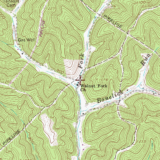 Topographic Map of Walnut Fork School (historical), WV