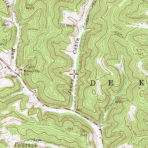 Topographic Map of Cherry Grove School (historical), WV