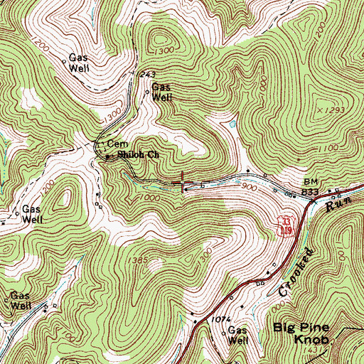 Topographic Map of Crooked Run School (historical), WV