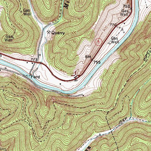 Topographic Map of De Kalb School (historical), WV