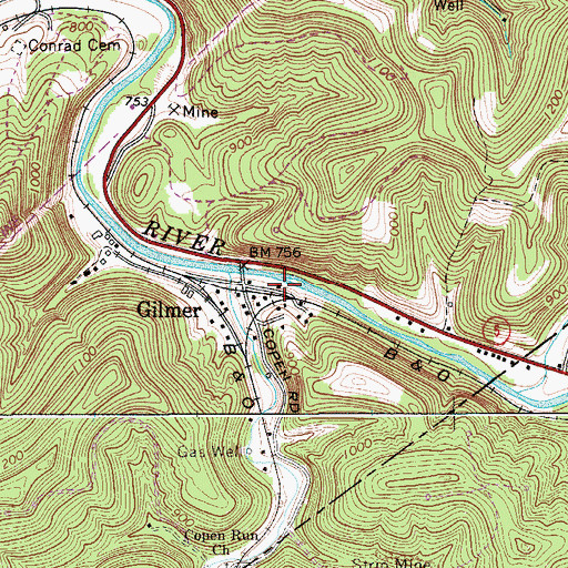 Topographic Map of Gilmer Post Office, WV