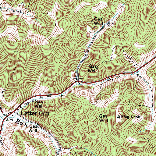 Topographic Map of Letter Gap Post Office, WV