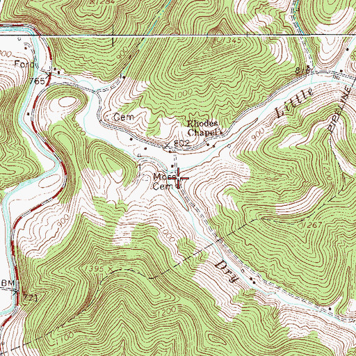 Topographic Map of Lower Bull Run School (historical), WV