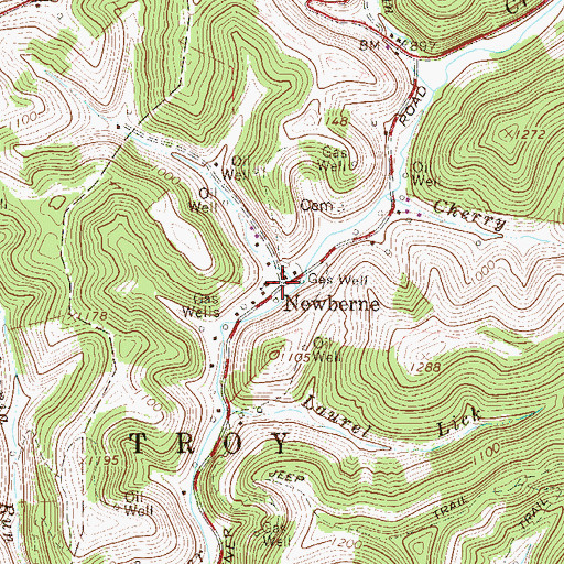 Topographic Map of Newberne Post Office, WV