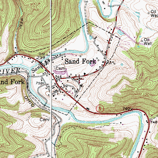 Topographic Map of Sand Fork Elementary School, WV