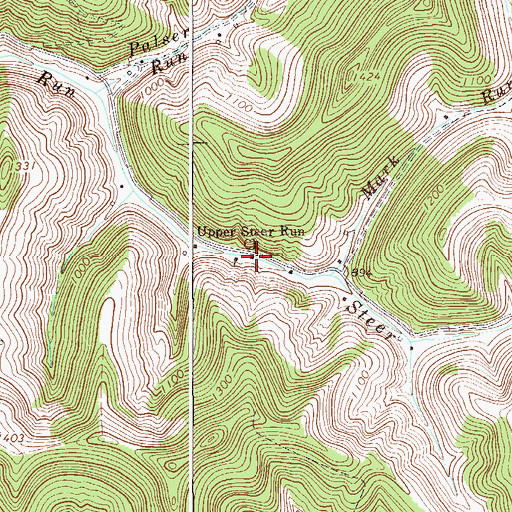 Topographic Map of Steer Run School (historical), WV