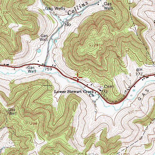 Topographic Map of Stewart Creek School (historical), WV
