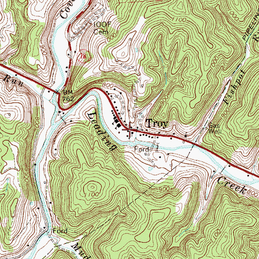 Topographic Map of Troy Post Office, WV