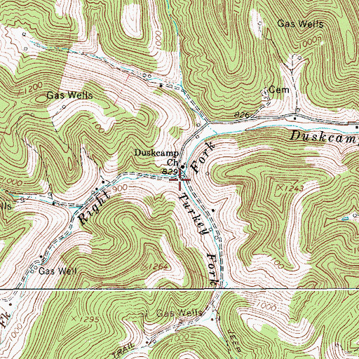 Topographic Map of Turkey Fork School (historical), WV