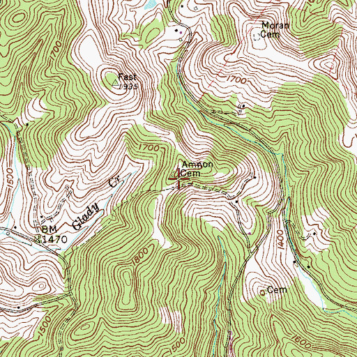 Topographic Map of Amnon Primitive Baptist Church (historical), WV