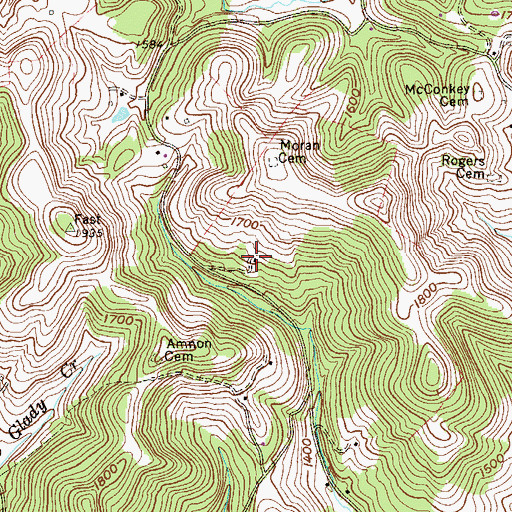 Topographic Map of Dean Schoolhouse (historical), WV