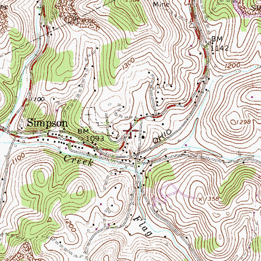 Topographic Map of Evans Chapel United Methodist Church, WV