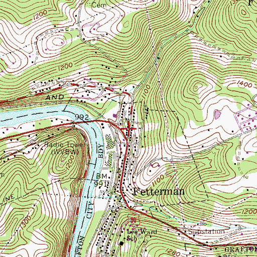 Topographic Map of Fetterman United Methodist Church, WV