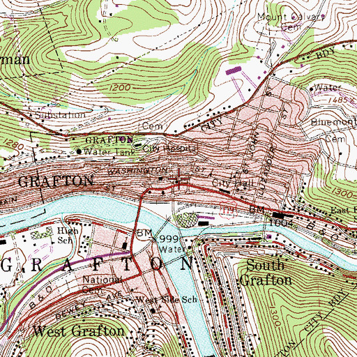 Topographic Map of First Baptist Church, WV