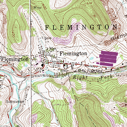 Topographic Map of Flemington Elementary School, WV