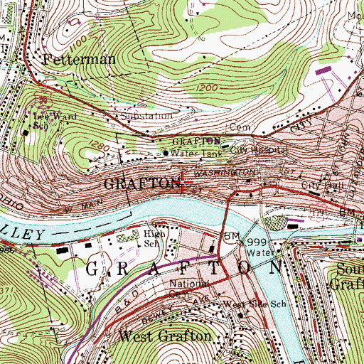 Topographic Map of Grafton Seventh Day Adventist Church, WV