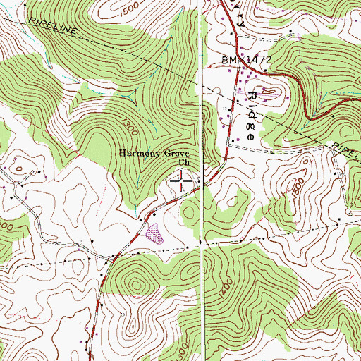 Topographic Map of Harmony Grove Cemetery, WV