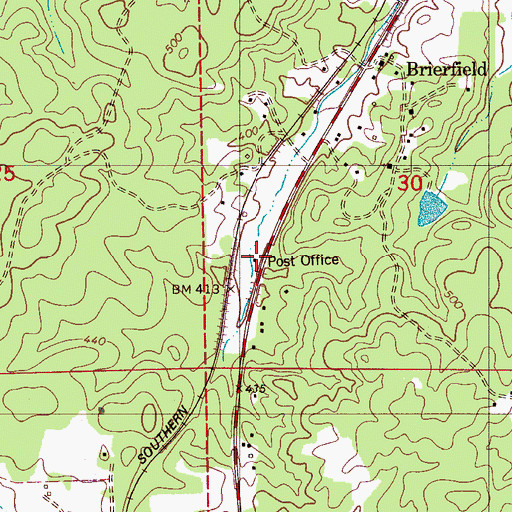 Topographic Map of Brierfield Post Office, AL