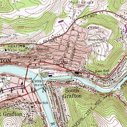 Topographic Map of Saint Johns United Methodist Church, WV